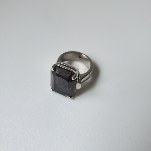 Kenneth Cole dark blue green faux stone and silver tone ring sz 8 - Picture 4 of 4